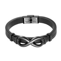 316L Stainless Steel Bracelet, with Leather, plated & for man 