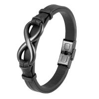 316L Stainless Steel Bracelet, with Leather, plated & for man 