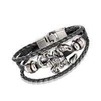 Zinc Alloy Bracelet, with PU Leather, plated & for man & multi-strand 