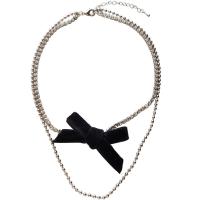 Collar Multi de la capa, aleación de zinc, con Terciopelo, para mujer, Negro, 55mm, longitud:15.35 Inch, Vendido por Sarta