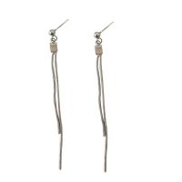 Moda flecos pendientes, aleación de zinc, chapado en color de plata, para mujer, 4x80mm, Vendido por Par