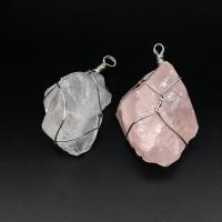 Natural Quartz Pendants, with Zinc Alloy, irregular, polished 26-35x40-45mm 