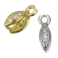 Fianza de pellizco de latón, metal, Joyería & micro arcilla de zirconia cúbica & para mujer, más colores para la opción, 3.5x10x7mm,1mm, agujero:aproximado 1.5mm, Vendido por UD