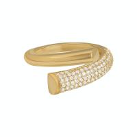 Brass Cuff Finger Ring, fashion jewelry & micro pave cubic zirconia, gold, Inner Approx 17mm 