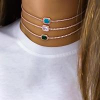 Ожерелье Мода Choker, цинковый сплав, Другое покрытие, ювелирные изделия моды & инкрустированное микро кубического циркония, Много цветов для выбора, продается Strand