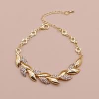 Zinc Alloy Rhinestone Bracelets, plated, fashion jewelry & with rhinestone, gold, 11MM Approx 23 cm 