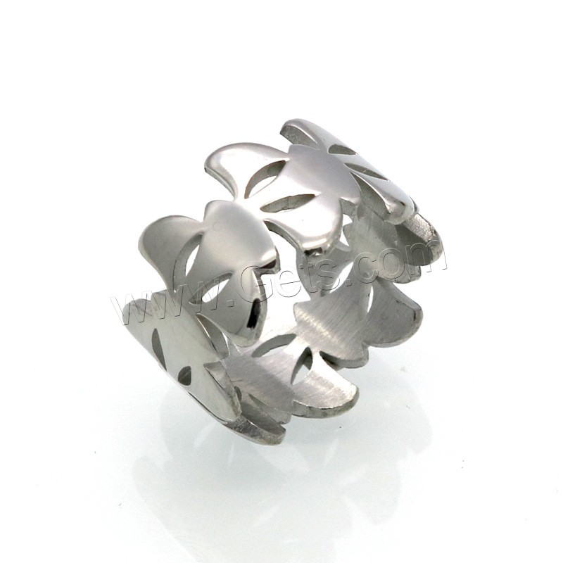 Edelstahl Fingerring, vierblättriges Kleeblatt, plattiert, verschiedene Größen vorhanden & für Frau & hohl, keine, 11.5mm, Größe:6-9, verkauft von PC