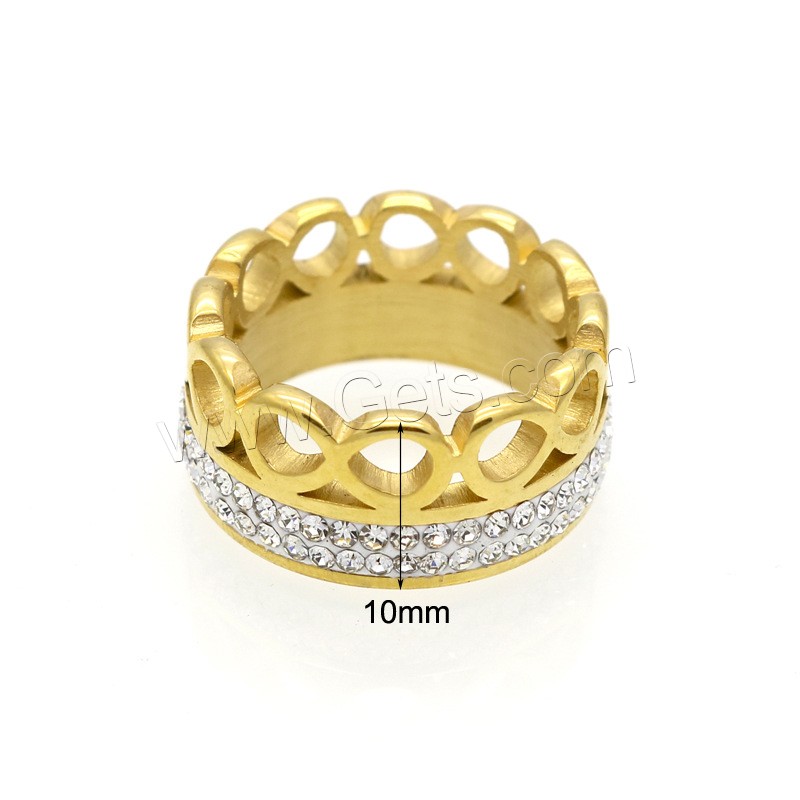 Strass Edelstahl Fingerring, mit Ton, Nummer 8, plattiert, verschiedene Größen vorhanden & für Frau & hohl, keine, 10mm, Größe:6-9, verkauft von PC