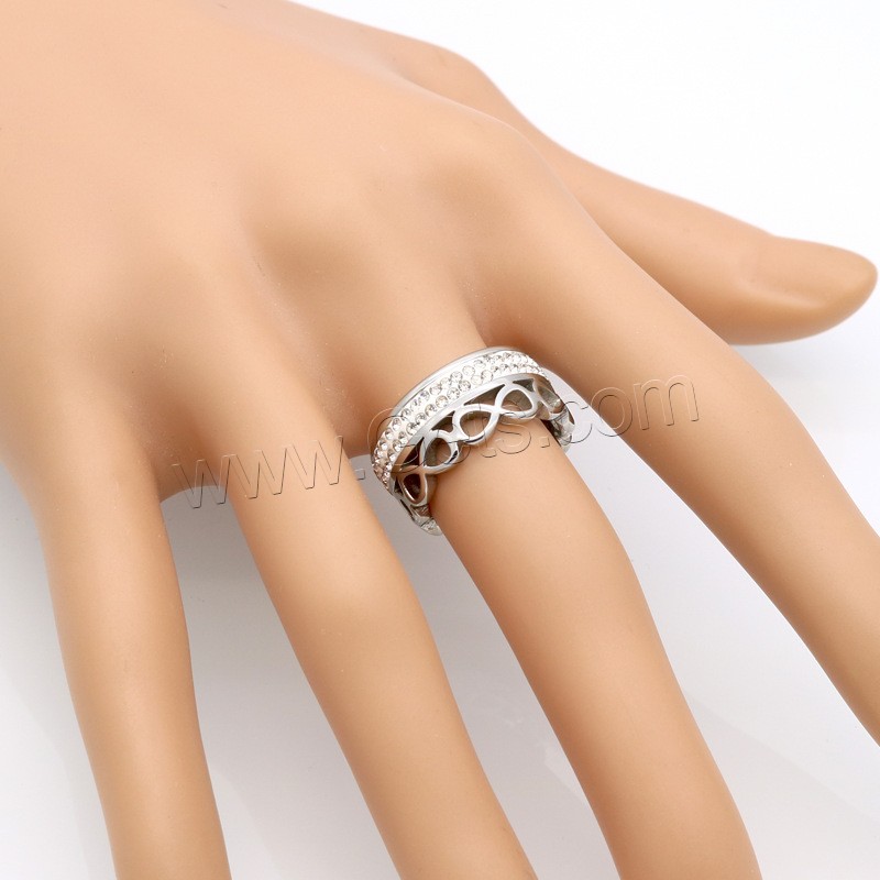 Strass Edelstahl Fingerring, mit Ton, Nummer 8, plattiert, verschiedene Größen vorhanden & für Frau & hohl, keine, 10mm, Größe:6-9, verkauft von PC