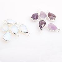 Gemstone Jewelry Pendant, Natural Stone, Teardrop, silver color plated, DIY & faceted 