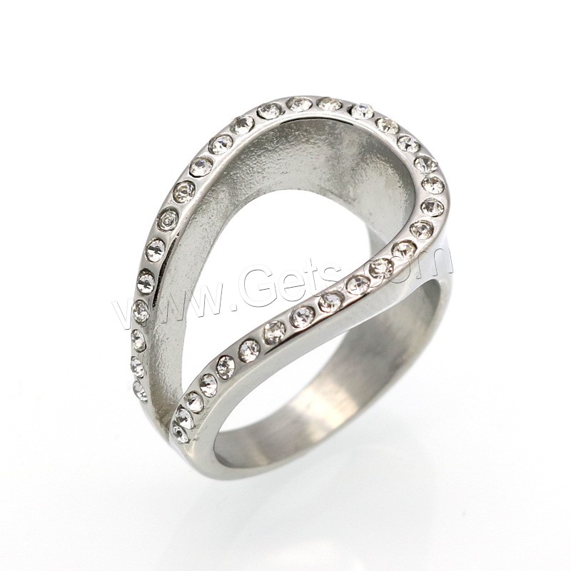 Strass Edelstahl Fingerring, Geometrisches Muster, plattiert, verschiedene Größen vorhanden & für Frau & mit Strass, keine, 15mm, Größe:6-9, verkauft von PC