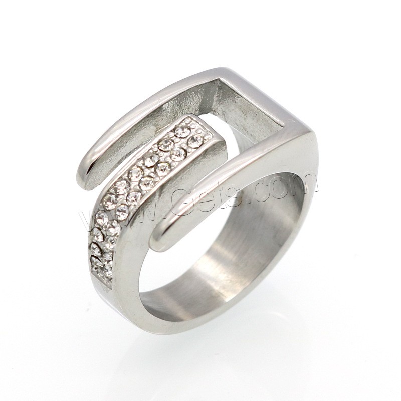 Strass Edelstahl Fingerring, mit Ton, plattiert, verschiedene Größen vorhanden & für Frau, keine, 12mm, 4.5mm, Größe:6-9, verkauft von PC