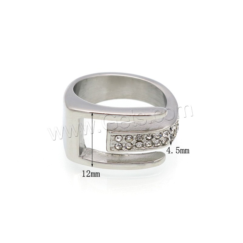 Strass Edelstahl Fingerring, mit Ton, plattiert, verschiedene Größen vorhanden & für Frau, keine, 12mm, 4.5mm, Größe:6-9, verkauft von PC