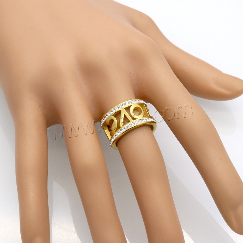 Strass Edelstahl Fingerring, mit Ton, Alphabet-Buchstabe, plattiert, verschiedene Größen vorhanden & für Frau & hohl, keine, 12mm, Größe:6-9, verkauft von PC