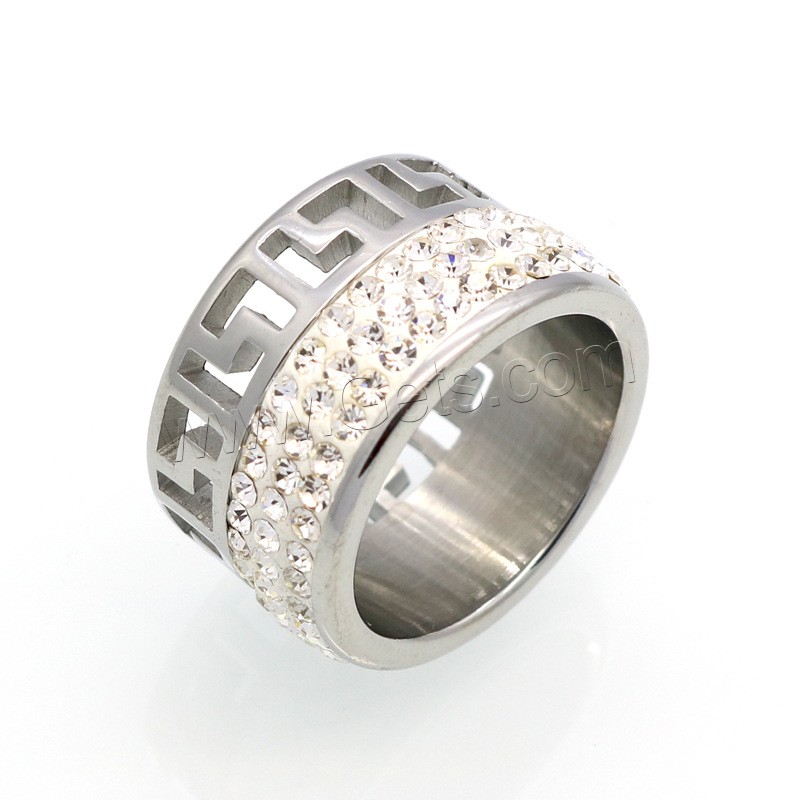 Strass Edelstahl Fingerring, mit Ton, Geometrisches Muster, plattiert, verschiedene Größen vorhanden & für Frau & hohl, keine, 12mm, Größe:6-9, verkauft von PC