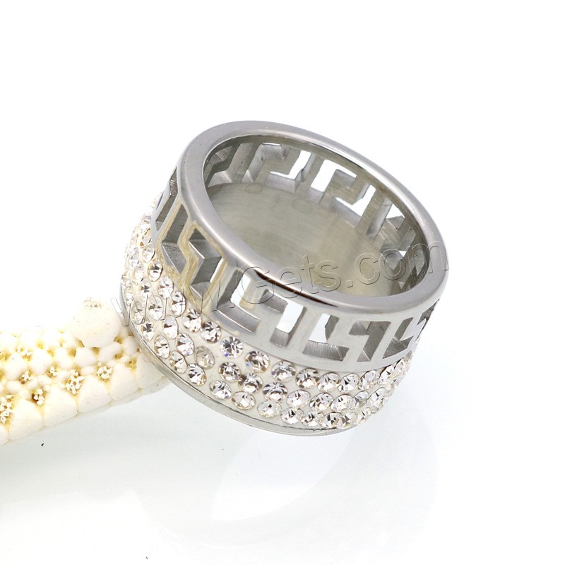 Strass Edelstahl Fingerring, mit Ton, Geometrisches Muster, plattiert, verschiedene Größen vorhanden & für Frau & hohl, keine, 12mm, Größe:6-9, verkauft von PC