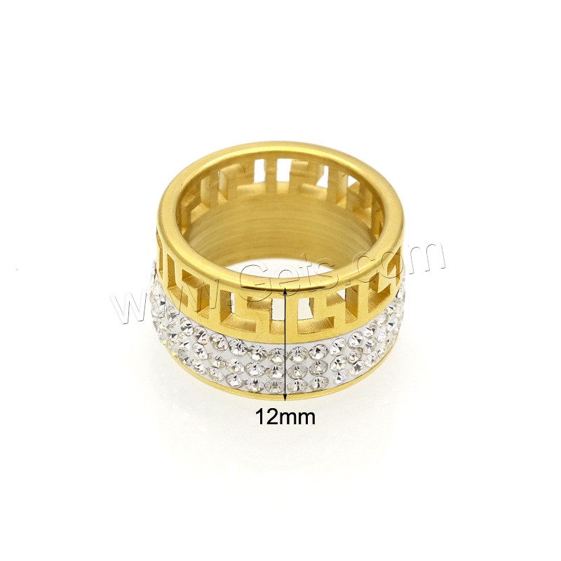 Strass Edelstahl Fingerring, mit Ton, Geometrisches Muster, plattiert, verschiedene Größen vorhanden & für Frau & hohl, keine, 12mm, Größe:6-9, verkauft von PC