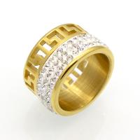 Strass Edelstahl Fingerring, mit Ton, Geometrisches Muster, plattiert, verschiedene Größen vorhanden & für Frau & hohl, keine, 12mm, Größe:6-9, verkauft von PC