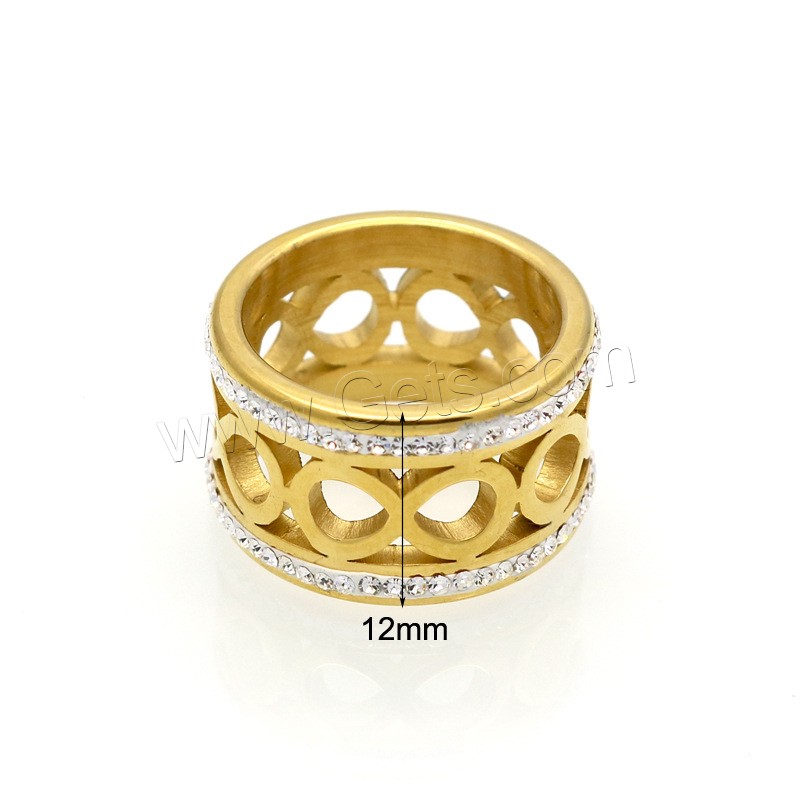 Strass Edelstahl Fingerring, mit Ton, Nummer 8, plattiert, verschiedene Größen vorhanden & für Frau & hohl, keine, 12mm, Größe:6-9, verkauft von PC