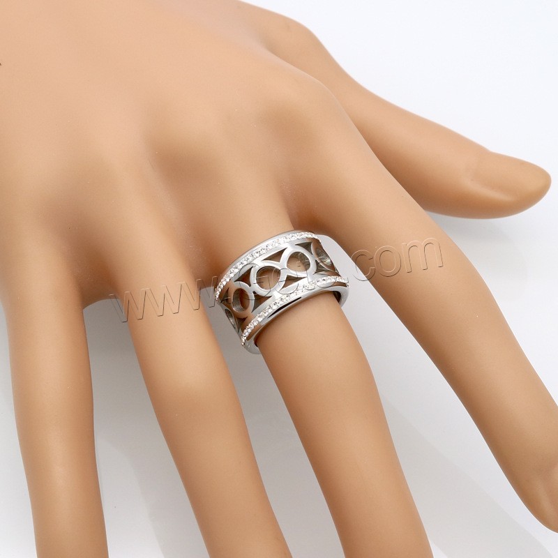 Strass Edelstahl Fingerring, mit Ton, Nummer 8, plattiert, verschiedene Größen vorhanden & für Frau & hohl, keine, 12mm, Größe:6-9, verkauft von PC