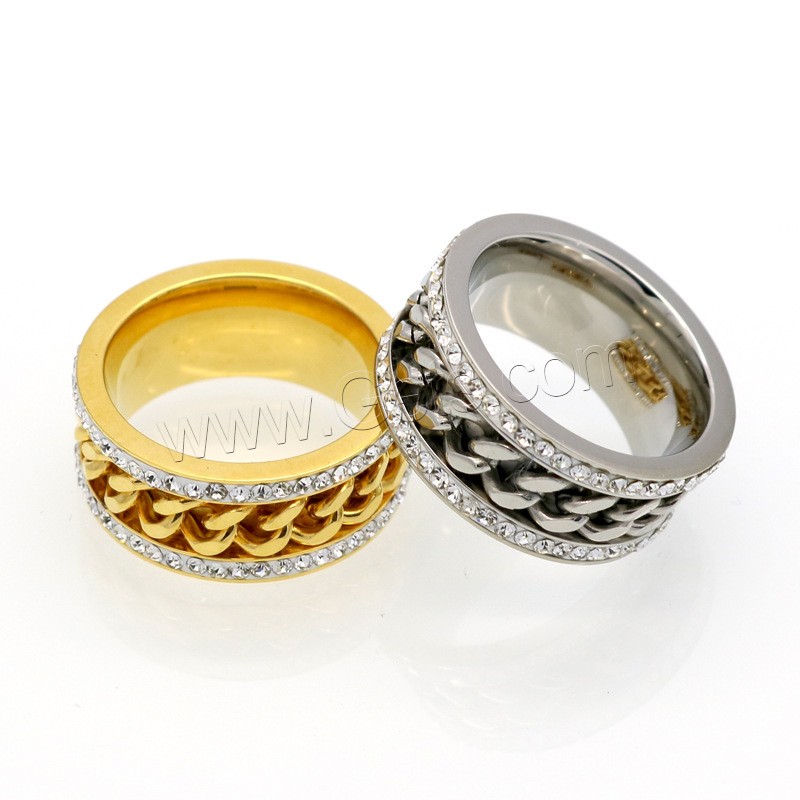 Bague en acier inoxydable , Placage, normes différentes pour le choix & pour femme & avec strass & creux, plus de couleurs à choisir, Taille:6-12, Vendu par PC