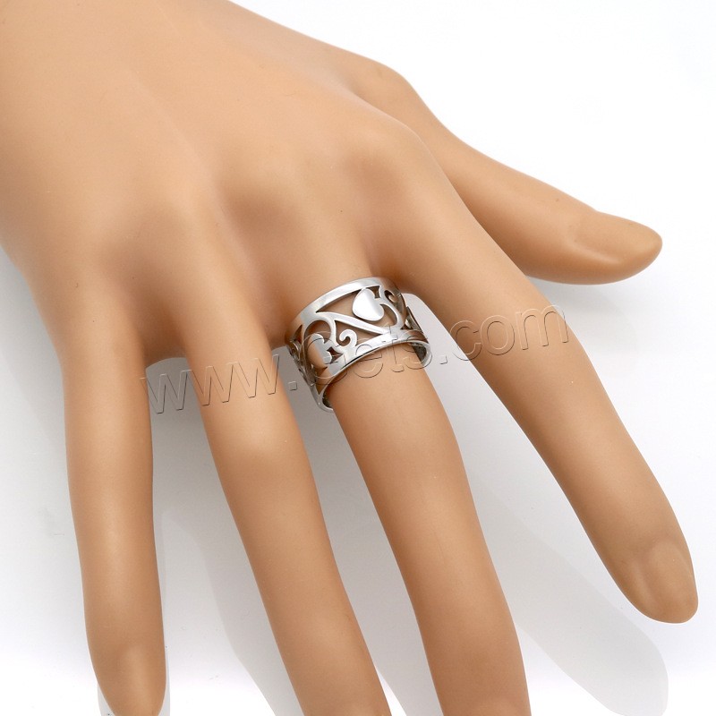 Stainless Steel Finger Ring, plated, different size for choice & with flower pattern & for woman & hollow, more colors for choice, 12mm, US Ring Size:6-9, Sold By PC