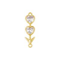 Cubic Zirconia Micro Pave Brass Connector, gold color plated, micro pave cubic zirconia Approx 1mm 