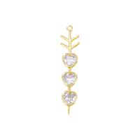 Cubic Zirconia Micro Pave Brass Connector, gold color plated, micro pave cubic zirconia Approx 1mm 