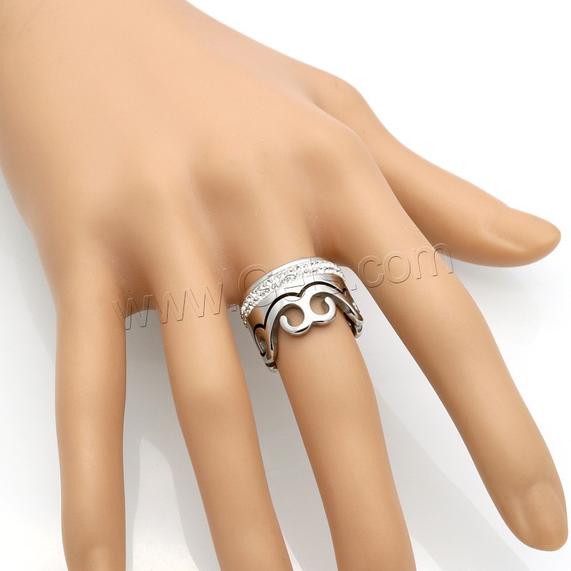 Strass Edelstahl Fingerring, mit Ton, plattiert, unisex & verschiedene Größen vorhanden, keine, 14mm, Größe:6-9, verkauft von PC