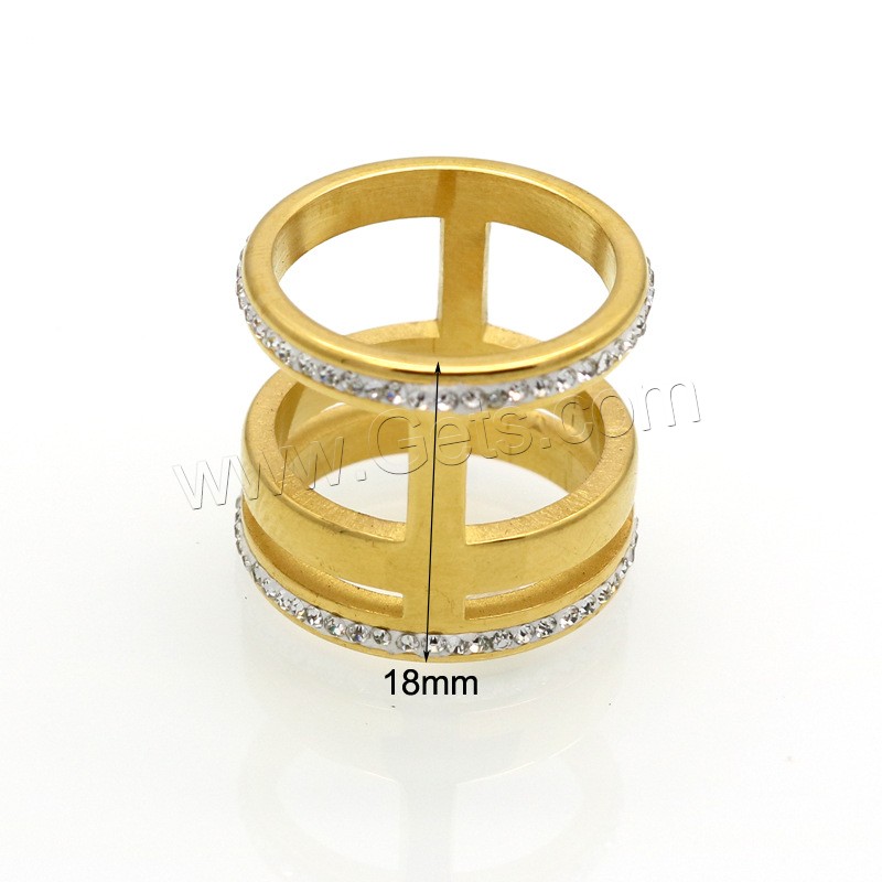 Strass Edelstahl Fingerring, mit Ton, plattiert, unisex & verschiedene Größen vorhanden & hohl, keine, 18mm, Größe:6-9, verkauft von PC