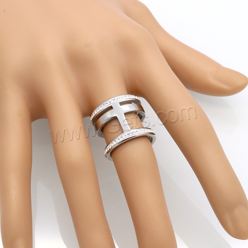 Strass Edelstahl Fingerring, mit Ton, plattiert, unisex & verschiedene Größen vorhanden & hohl, keine, 18mm, Größe:6-9, verkauft von PC