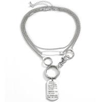 Collar Multi de la capa, aleación de zinc, con fundición, chapado en color de platina, para mujer & multi-hilera, 40+7cm,35+10cm, Vendido por Sarta