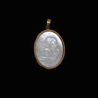 Pendentifs en titane, Acier titane, avec coquille blanche, bijoux de mode & DIY, blanc Vendu par PC