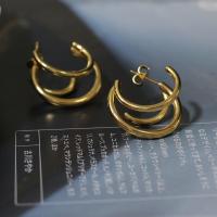 Acier titane boucle d'oreille cercle, bijoux de mode, doré, 2.2CM, Vendu par paire