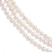 Round Cultured Freshwater Pearl Beads, polished, DIY, white, 7-8mm 