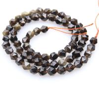 Gold Obsidian Beads, polished, DIY & faceted, black 