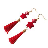 Fashion Tassel Earring, Iron, with Flocking Fabric, fashion jewelry 8.2CM 