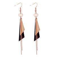 Boucles d'oreilles en acier titane, Placage de couleur d'or, 100mm, Vendu par paire