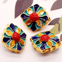 Cloisonne Beads, Zinc Alloy, with enamel, fashion jewelry & DIY, golden 