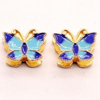 Cloisonne Beads, Zinc Alloy, with enamel, fashion jewelry & DIY, golden 