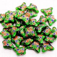 Cloisonne Beads, Zinc Alloy, with enamel, fashion jewelry & DIY, green 