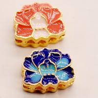 Cloisonne Beads, Zinc Alloy, with enamel, Flower, fashion jewelry & DIY 