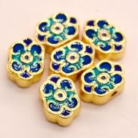 Cloisonne Beads, Zinc Alloy, with enamel, fashion jewelry & DIY, blue 