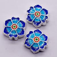 Cloisonne Beads, Zinc Alloy, with enamel, Flower, fashion jewelry & DIY, blue 