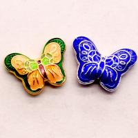 Cloisonne Beads, Zinc Alloy, with enamel, Butterfly, fashion jewelry & DIY 