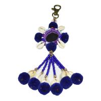 Fur Plush Key Chain, Thailand Waxed Thread, with Shells Fossil & Seedbead & Plush, plated, fashion jewelry & for woman 180mm 