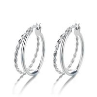 Brass Hoop Earring, platinum color plated & for woman 