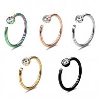 Titanium Steel Nose Piercing Jewelry, plated & with rhinestone 