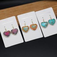 Gemstone Drop Earring, Natural Stone, Heart, DIY 