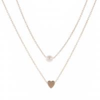 Zinc Alloy Necklace, with Plastic Pearl, plated, Double Layer & for woman 